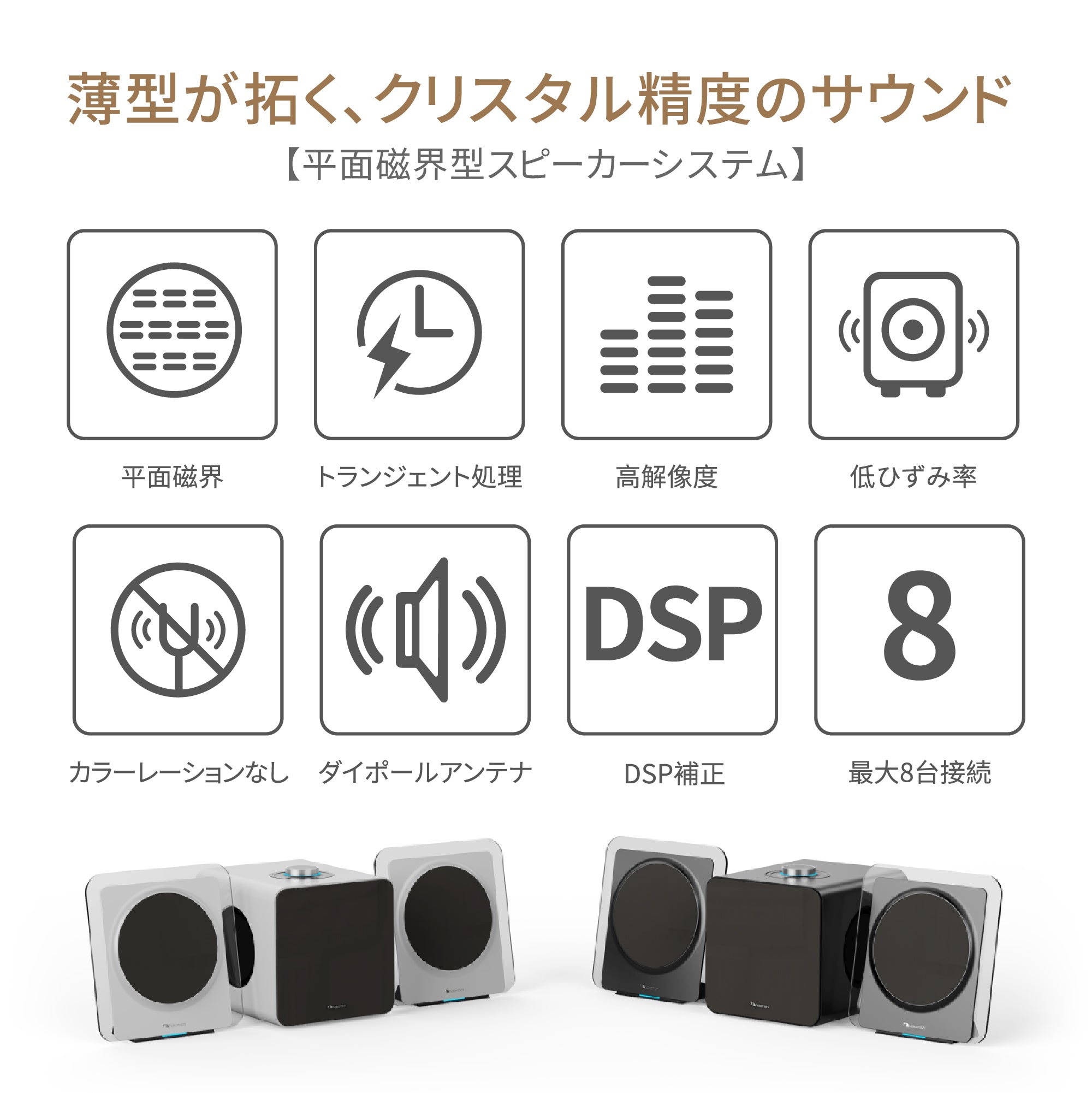 薄く、美しく。まるで“目の前”で聴こえる音 新世代Nakamichi 平面磁界型スピーカーシステム 【Krystal Sound STATION】