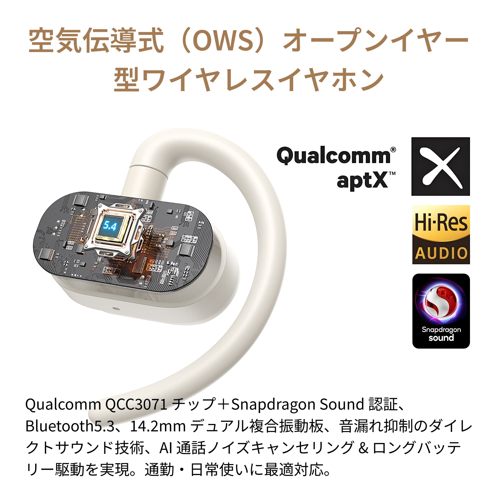 Nakamichi ナカミチサウンド オープンイヤー型イヤホン Bluetooth 5.4ブルートゥースイヤホンElite OWS 100