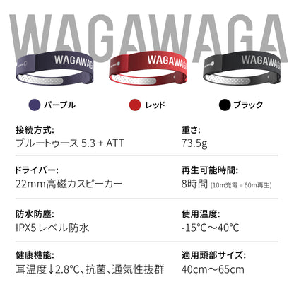 スポーツ専用 空気伝導 Bluetooth 5.3 イヤホン。 着脱式で丸洗い可能。連続再生8時間WAGAWAGA Champion