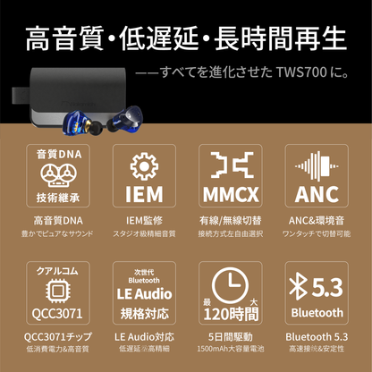 NAKAMICHIナカミチサウンドワイヤレス イヤホン 有線無線両用Bluetooth 5.3ブルートゥースイヤホン