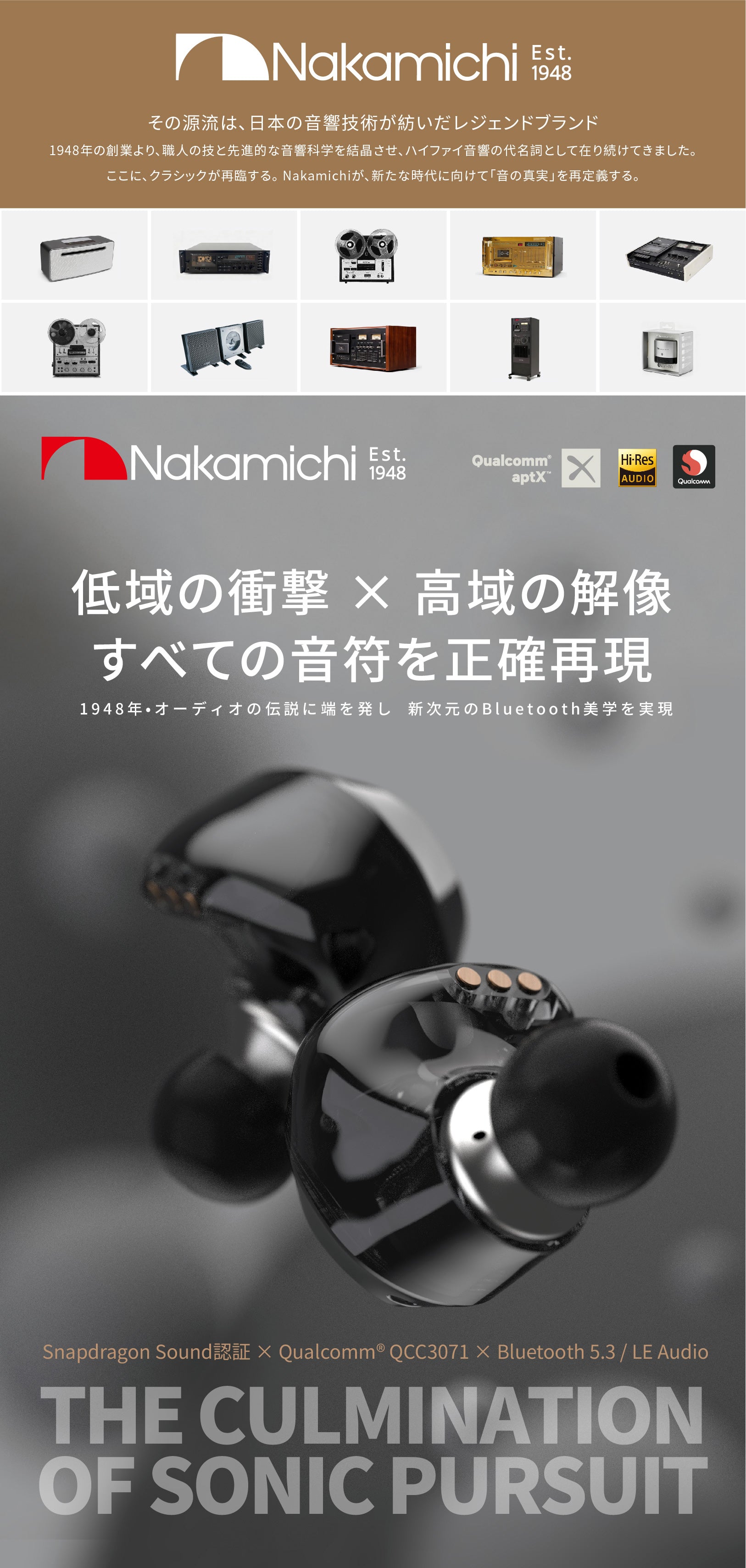 Nakamichi ナカミチサウンドワイヤレス イヤホン 有線無線両用